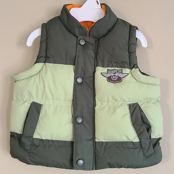 Two tone green leech lined puffer vest - Picture 1 of 4